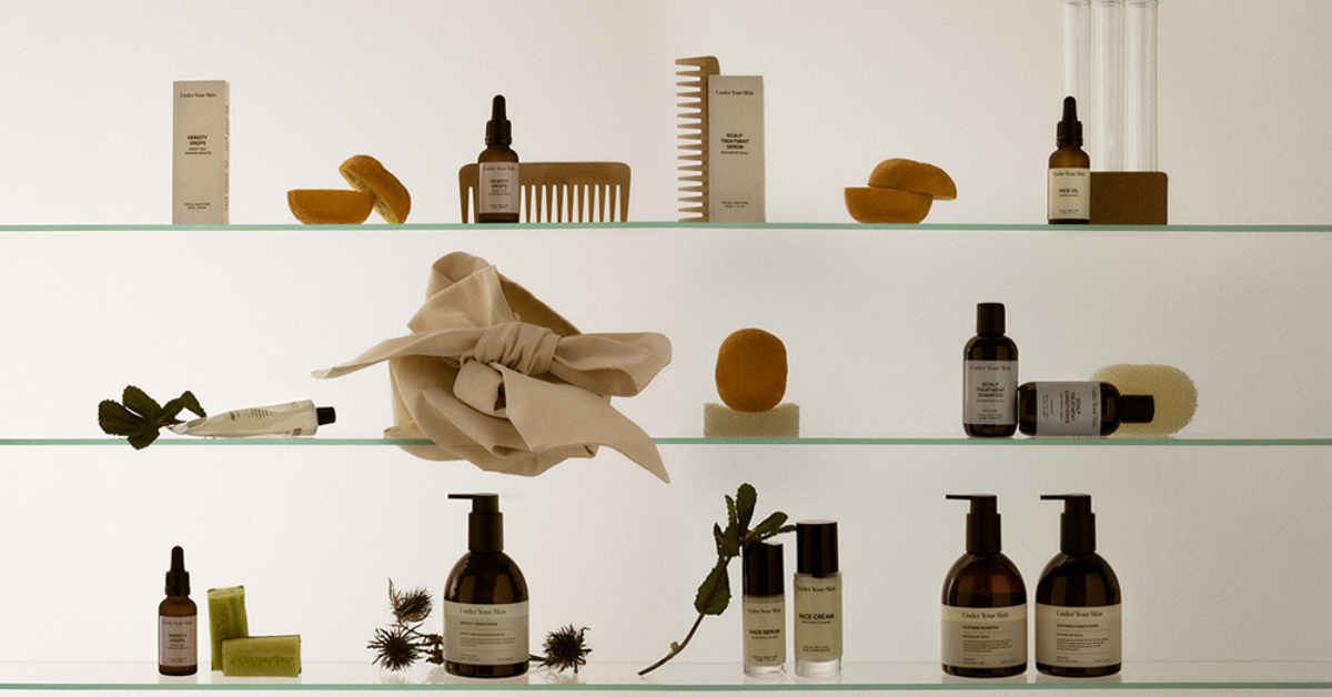 Products and red box on the background.