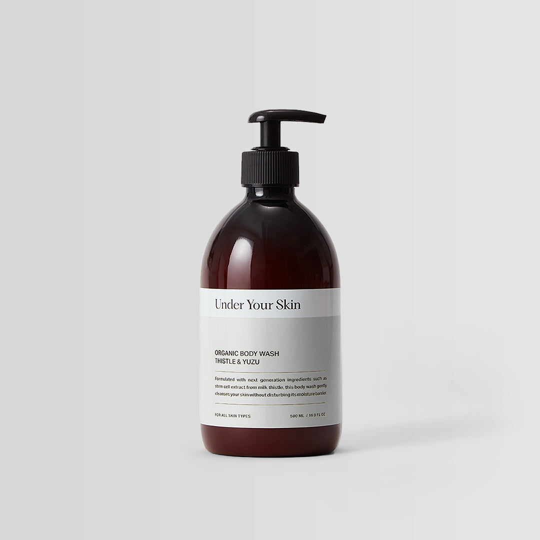 Body wash på en ljus bakgrund.