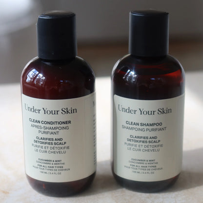 Närbild på Clean Duo-produkter i en lifestylebild