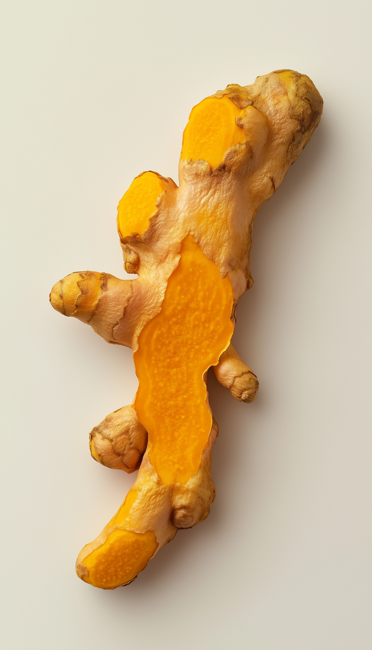 turmeric root on light background