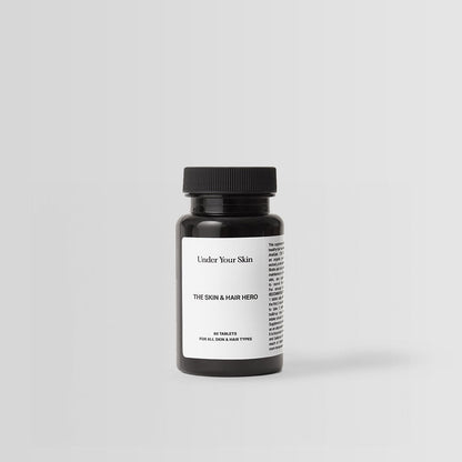 Skin and Hero kosttillskott på vit bakgrund.