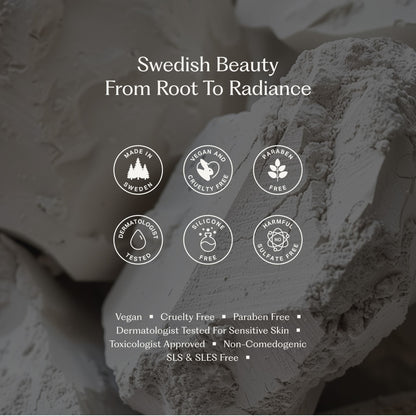 Grafisk lista som visar att produkterna är fria från skadliga ämnen som parabener, sulfater och silikoner