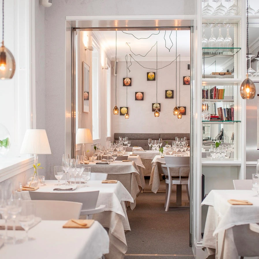 Image of a restaurant set up. 